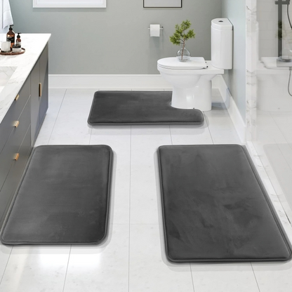 Comfortable Bath Mat Set Anti Slip Memory Foam