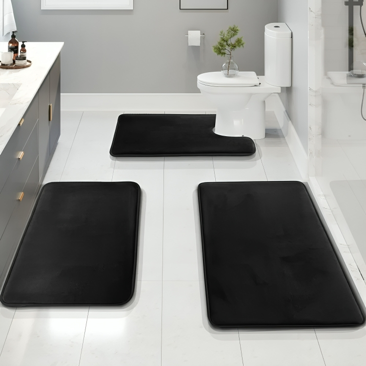 Comfortable Bath Mat Set Anti Slip Memory Foam