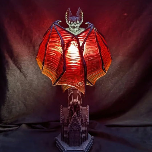 Dark Winged Table Lamp with Cathedral Base - Luxicro