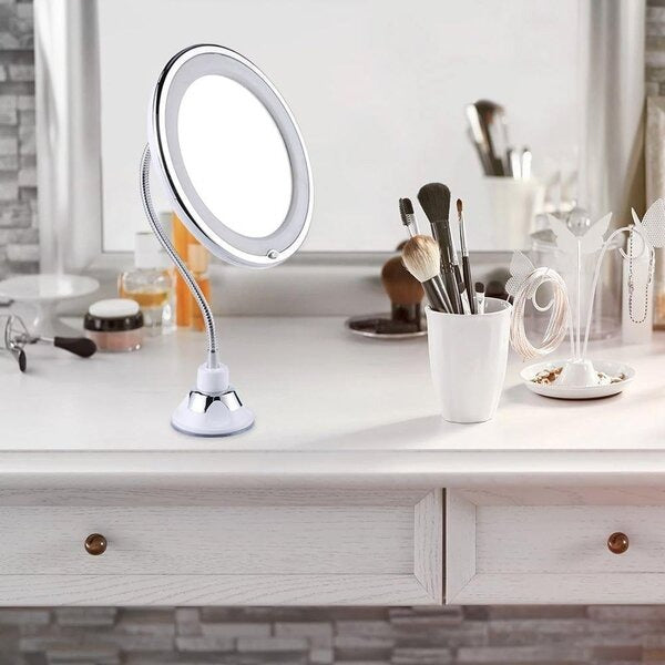 Bright Cosmetic Mirror 10x Magnification with Adjustable Arm - Luxicro