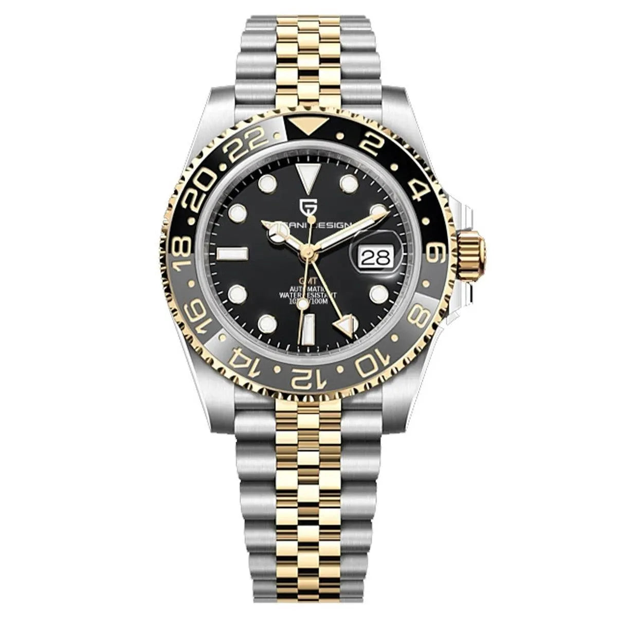 Luxury 40mm Automatic GMT Steel Watch - Sapphire Glass