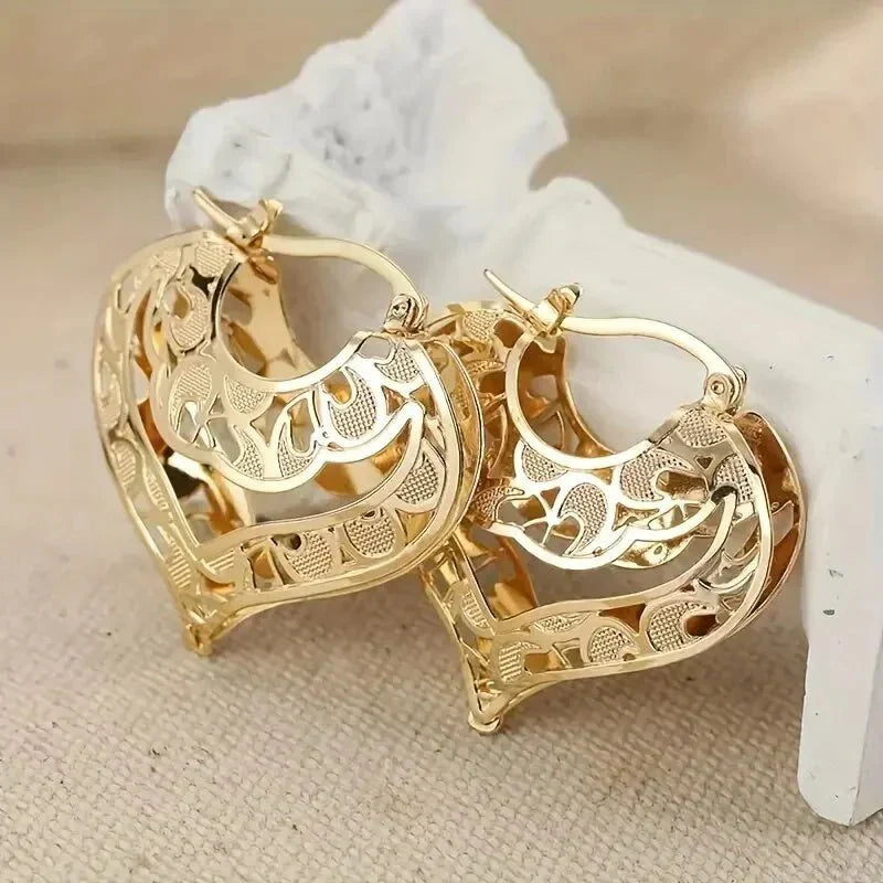 Lovely Rose Gold Heart Earrings - Luxicro