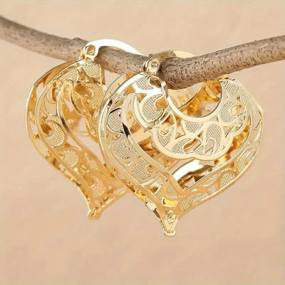 Dainty Love Heart Gold Stud Earrings