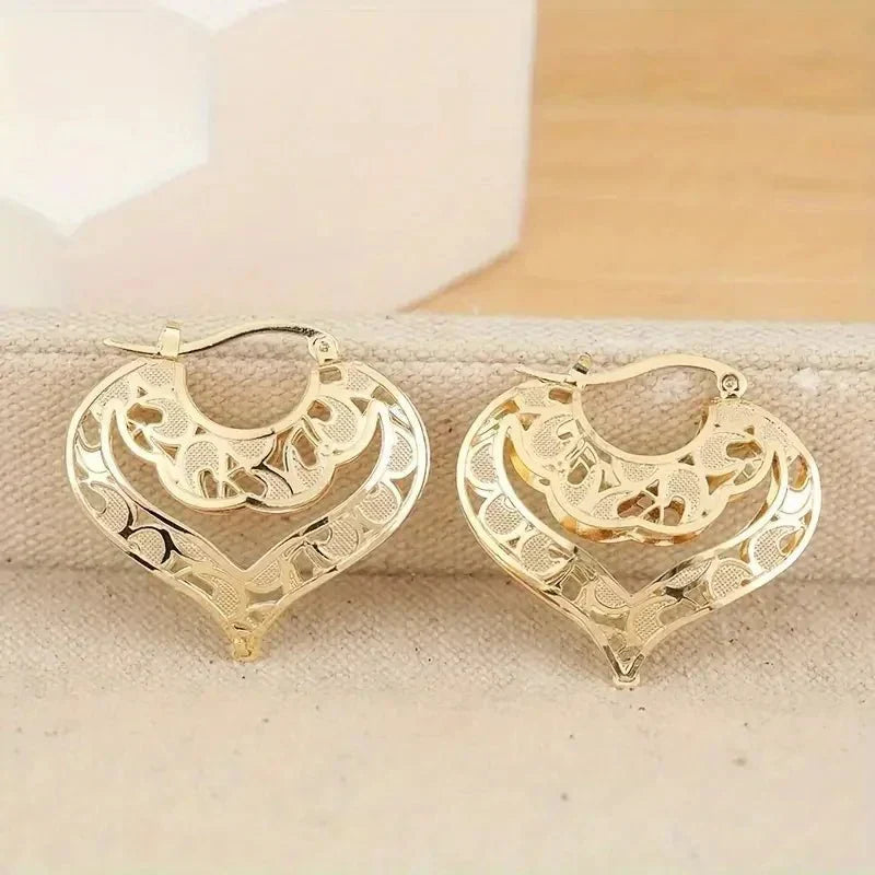 Dainty Love Heart Gold Stud Earrings