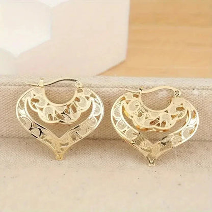 Dainty Love Heart Gold Stud Earrings