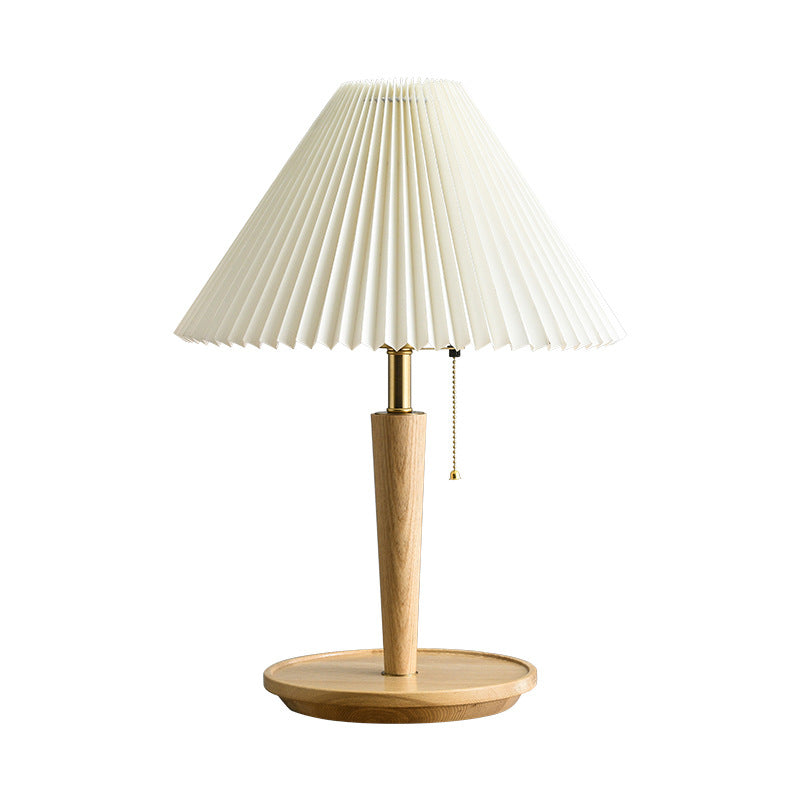 Traditional Wood Desk Lamp with Linen Shade