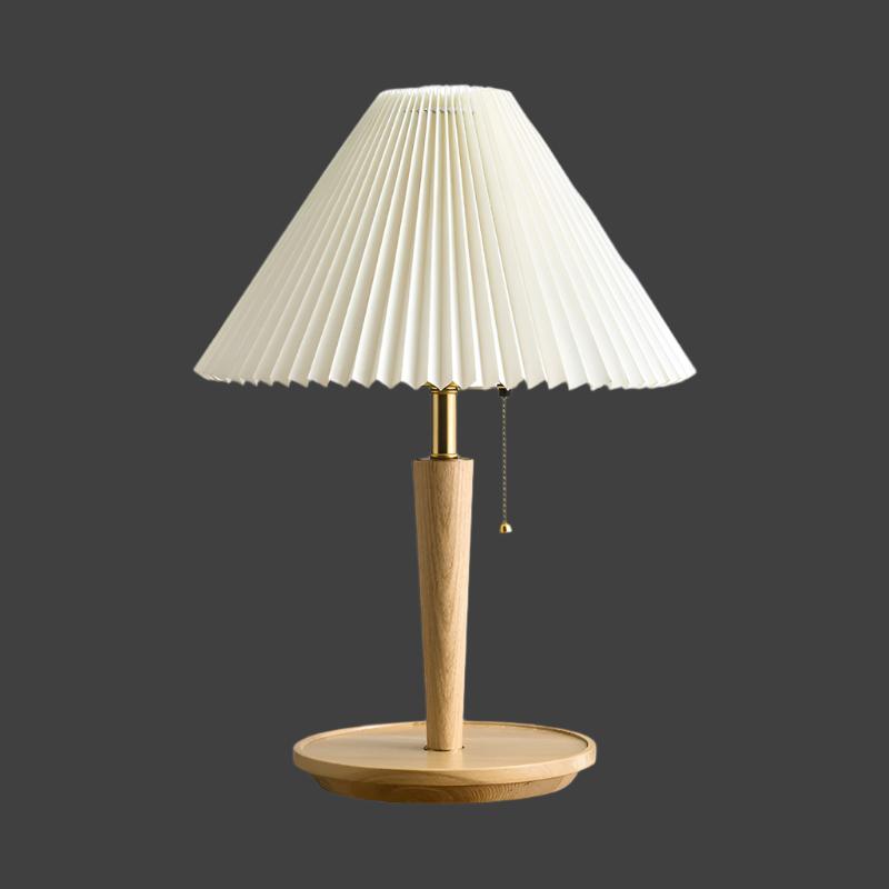 Traditional Wood Desk Lamp with Linen Shade