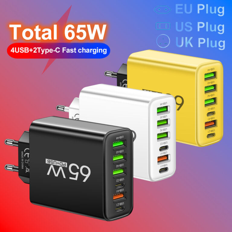 Fast 6 Port USB Charger for Home and Travel Use