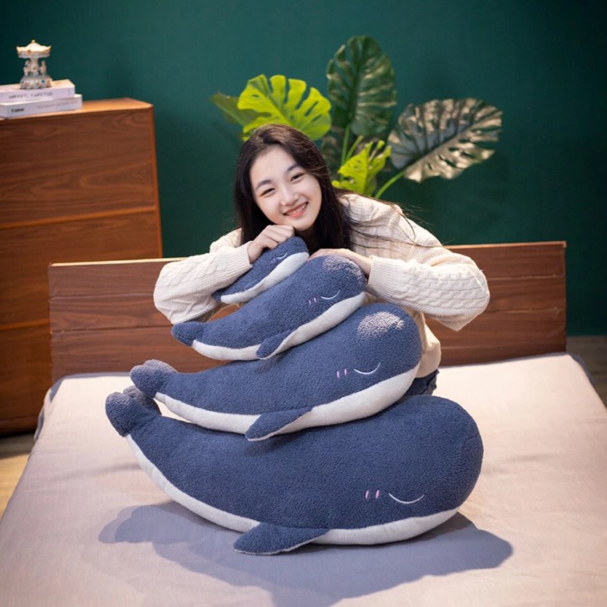 Adorable Plush Navy Whale Toy
