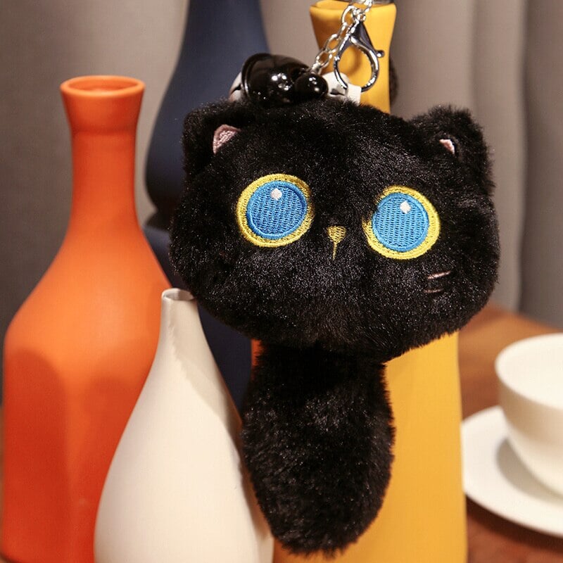 Adorable Big Eyed Black Cat Soft Toy