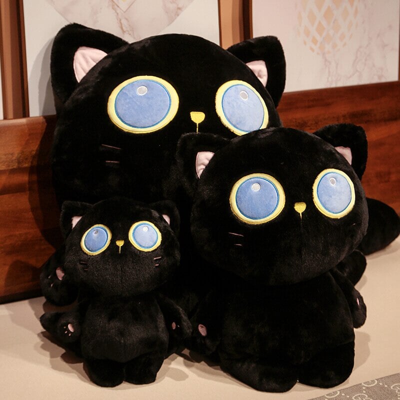 Adorable Big Eyed Black Cat Soft Toy