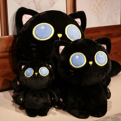 Adorable Big Eyed Black Cat Soft Toy