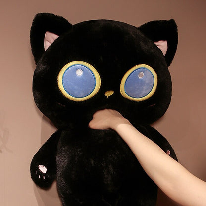 Adorable Big Eyed Black Cat Soft Toy