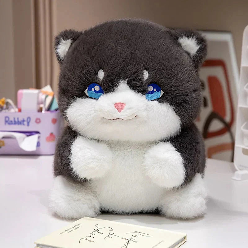 Adorable Fat Grey Kitten Soft Plush Toys - Luxicro