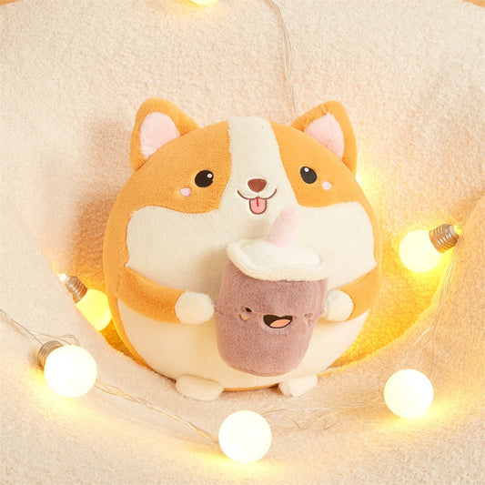Cute Corgi Soft Bubble Tea Plush Toy - Luxicro