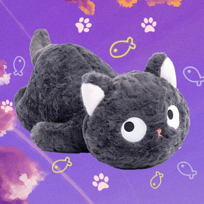 Soft Black Kitten Plush Toy Laying Down