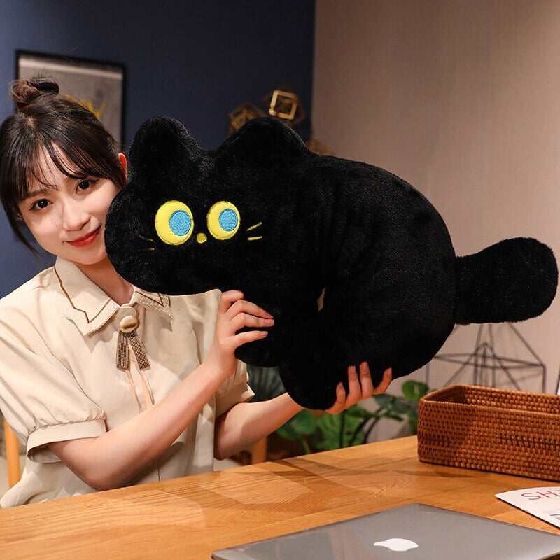 Cuddly Black Kitten Soft Plush Pillow
