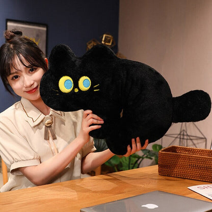 Cuddly Black Kitten Soft Plush Pillow