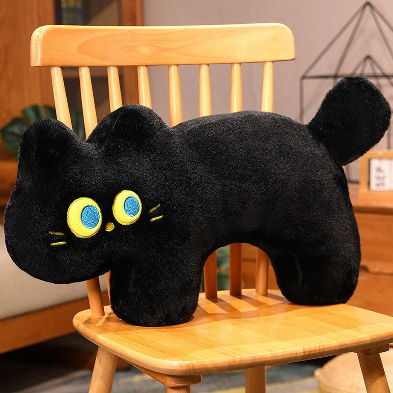 Cuddly Black Kitten Soft Plush Pillow