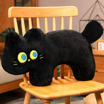 Cuddly Black Kitten Soft Plush Pillow