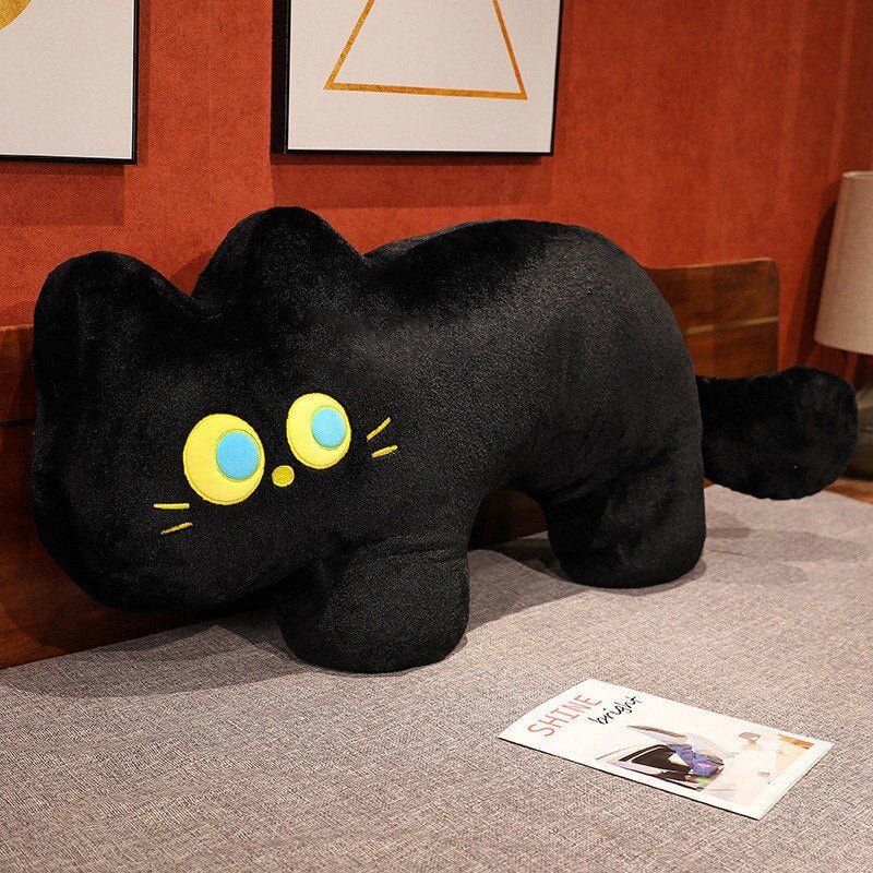Cuddly Black Kitten Soft Plush Pillow