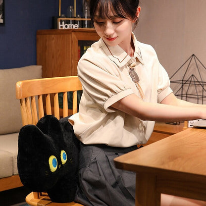 Cuddly Black Kitten Soft Plush Pillow