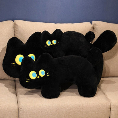 Cuddly Black Kitten Soft Plush Pillow
