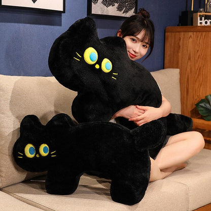 Cuddly Black Kitten Soft Plush Pillow