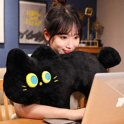 Cuddly Black Kitten Soft Plush Pillow