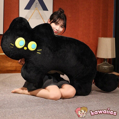 Cuddly Black Kitten Soft Plush Pillow