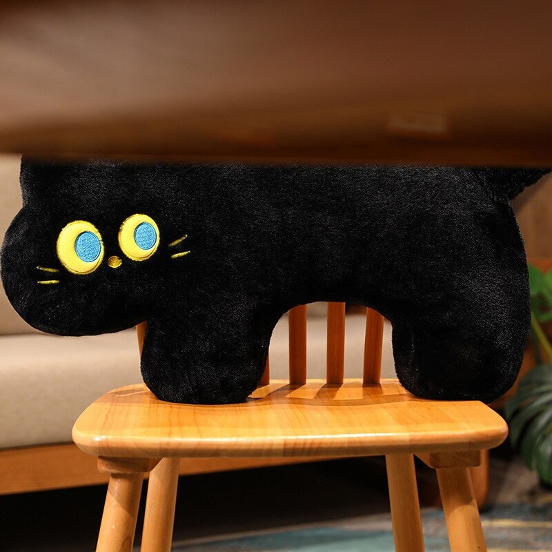 Cuddly Black Kitten Soft Plush Pillow
