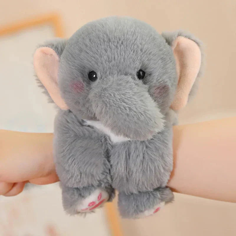 Cute Plush Animal Wristband Keychain Set