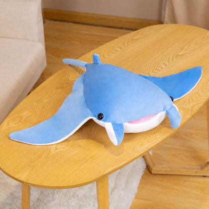 Adorable Ocean Blue Plush Manta Toy