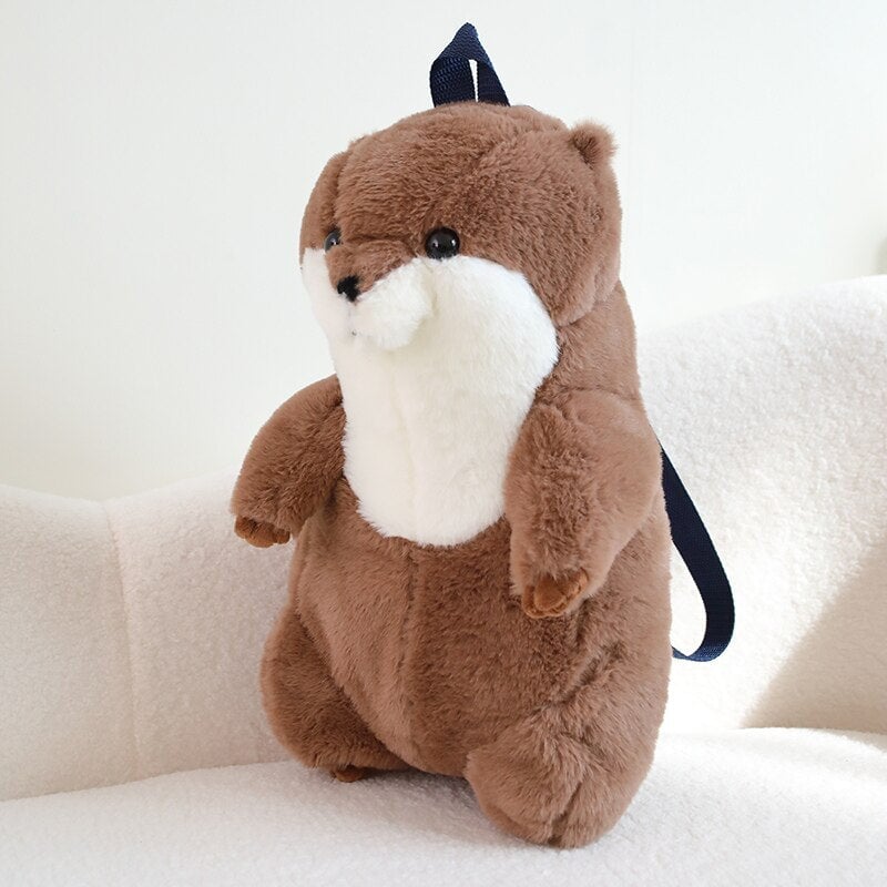Cute Brown Otter Stuffed Backpack Toy