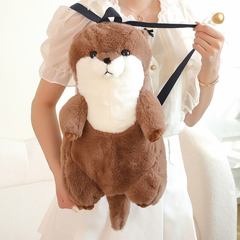 Cute Brown Otter Stuffed Backpack Toy