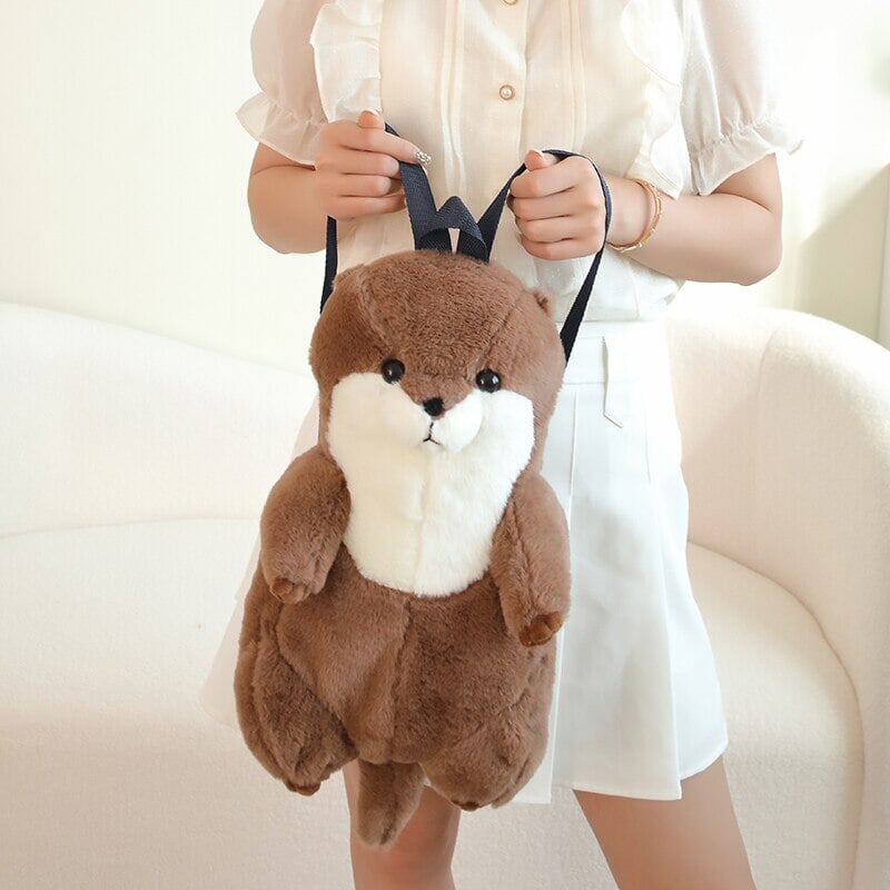 Cute Brown Otter Stuffed Backpack Toy