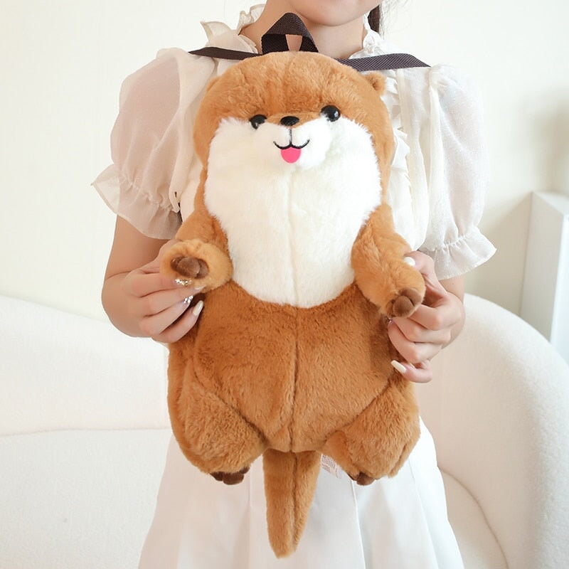 Cute Brown Otter Stuffed Backpack Toy