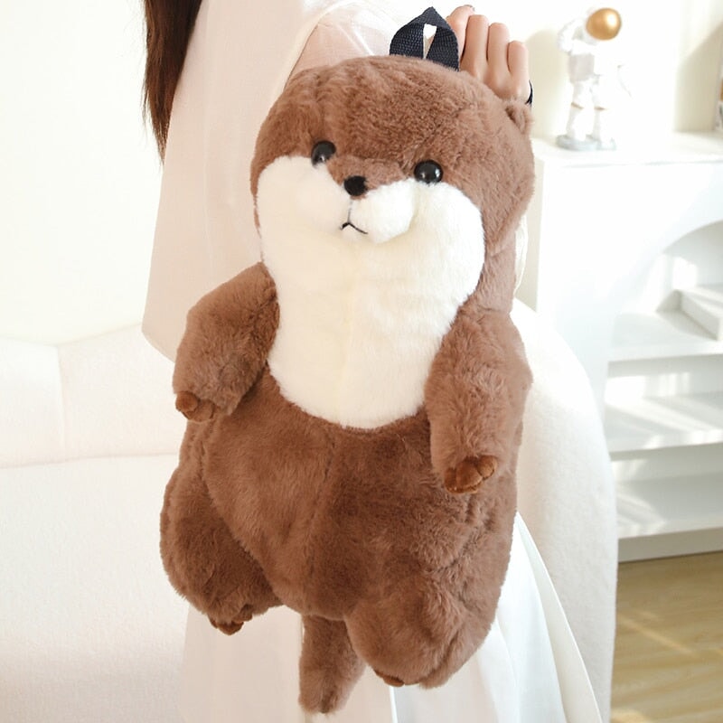 Cute Brown Otter Stuffed Backpack Toy