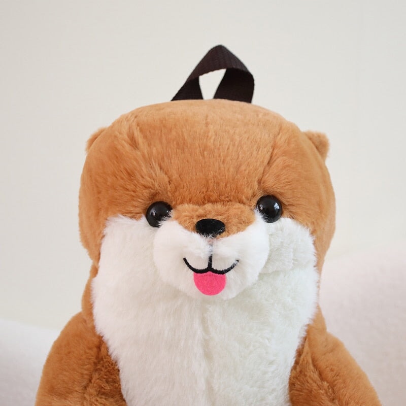 Cute Brown Otter Stuffed Backpack Toy