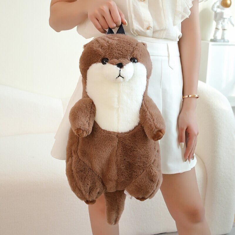 Cute Brown Otter Stuffed Backpack Toy
