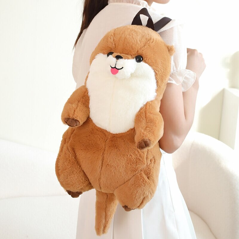 Cute Brown Otter Stuffed Backpack Toy - Luxicro