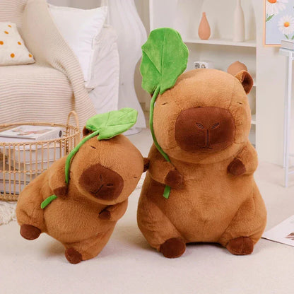 Adorable Plush Mouse Toy with Green Leaf