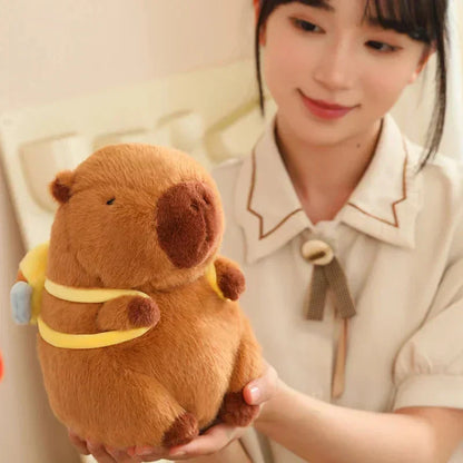 Adorable Stuffed Capybara with Small Backpack Figure