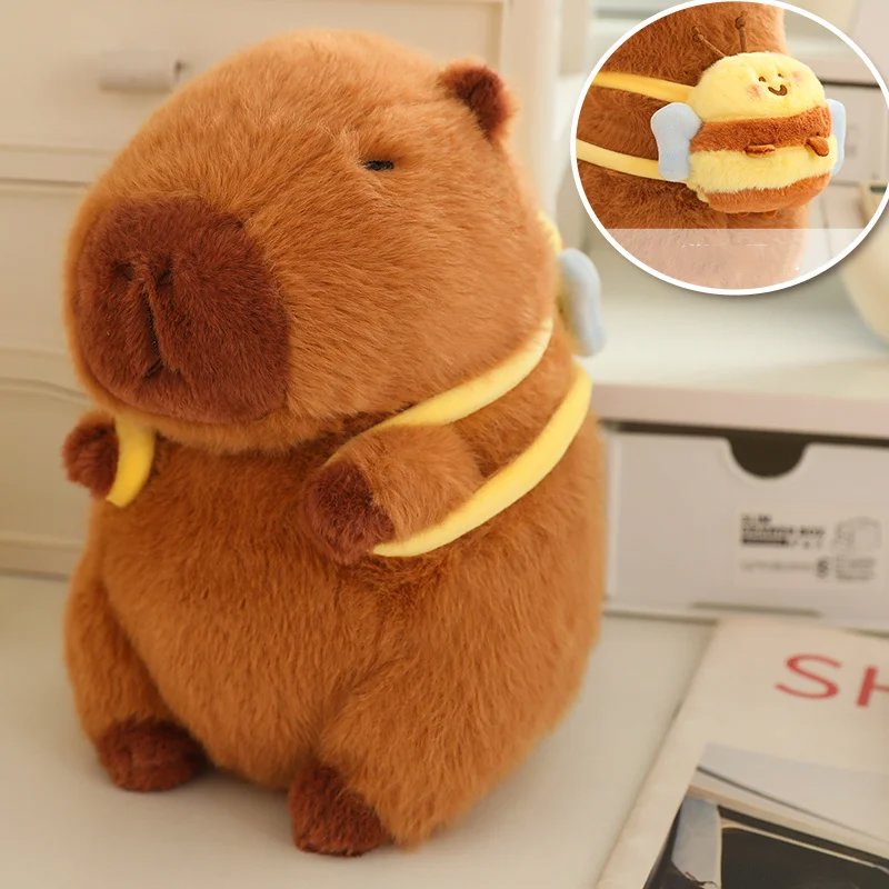 Adorable Stuffed Capybara with Small Backpack Figure