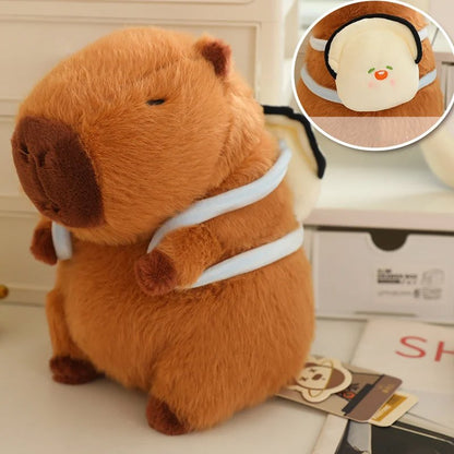Adorable Stuffed Capybara with Small Backpack Figure