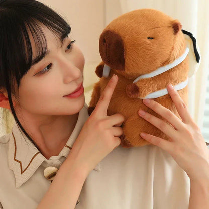 Adorable Stuffed Capybara with Small Backpack Figure