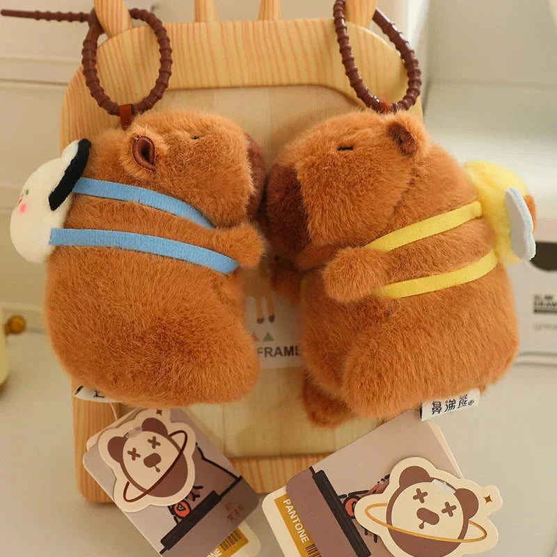 Adorable Stuffed Capybara with Small Backpack Figure