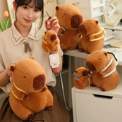 Adorable Stuffed Capybara with Small Backpack Figure