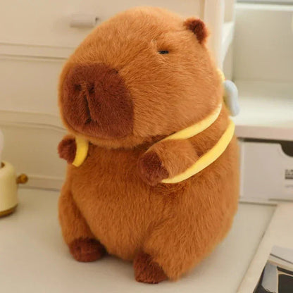 Adorable Stuffed Capybara with Small Backpack Figure