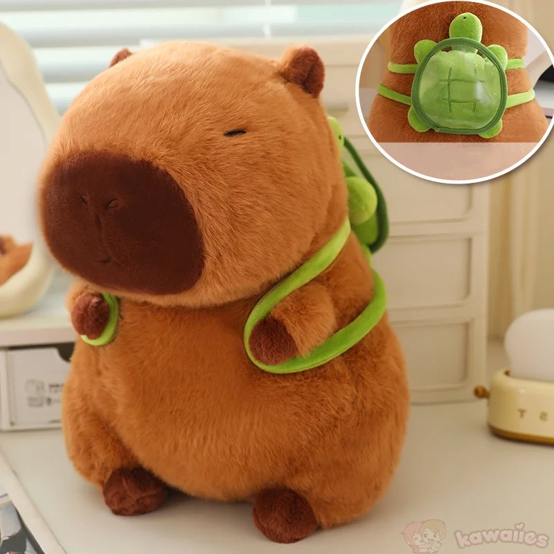 Adorable Stuffed Capybara with Small Backpack Figure